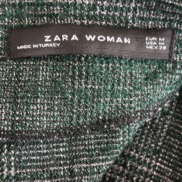 Zara Retro Vibes Tweed Belted Mini Dress - Green/Black Size M - Picture 8 of 9